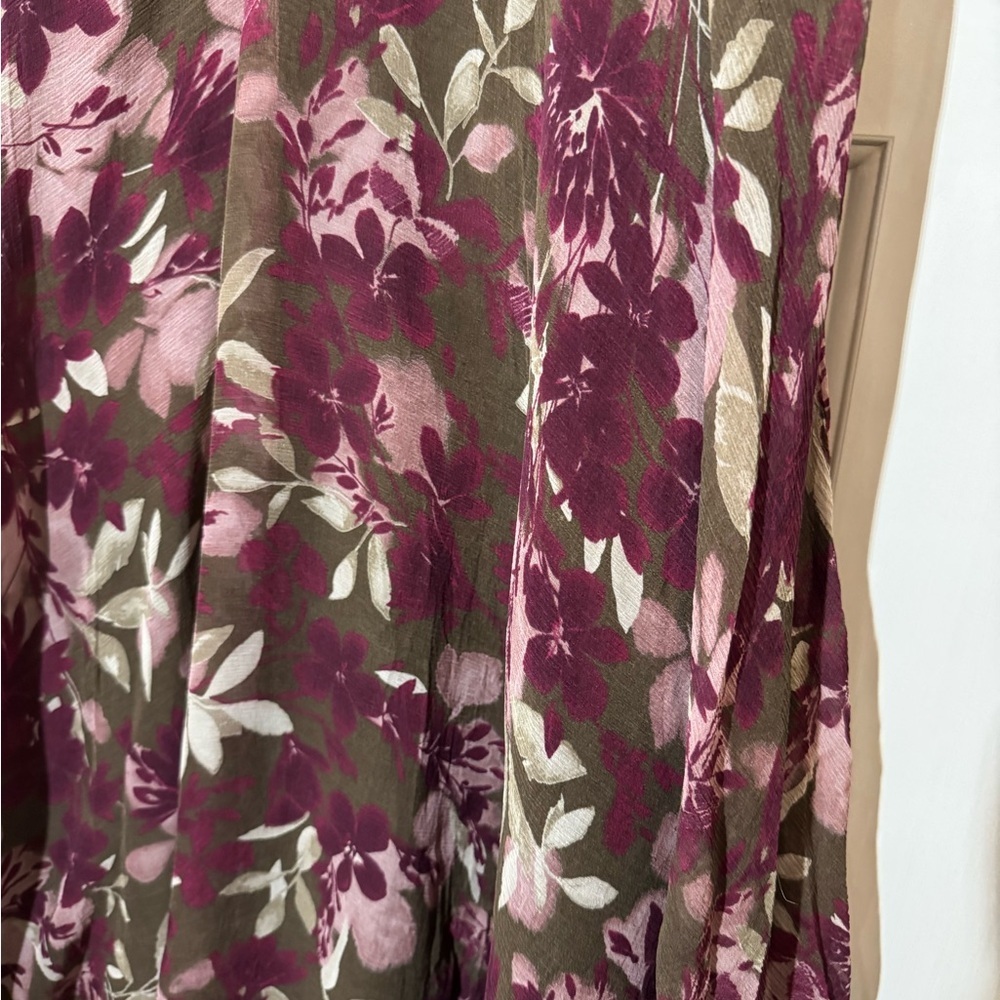 Kate Hill 100% Silk Floral V-Neck Midi Dress - Picture 5 of 8